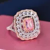 Glamour luksus with boczne kamienie Europa i Stany Zjednoczone Nowy kobiecy pierścień obiad Elegancki różowy zestaw moda gorąca nasycona diament