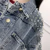 Veste en jean rétro pour femmes avec rivet 2019 Spring Streetwear Pockets à manches longues Ladies Vestes en jean Vestes courtes famme T200319