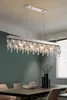 Lustre chromé moderne pour salle à manger, nouvelle lampe rectangulaire en cristal, décoration de luxe pour la maison, luminaire suspendu, lustre d'îlot de cuisine