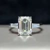 OEVAS 925 Sterling Silber Smaragdschliff Edelstein Hochzeit Verlobung Diamanten Ring Edler Schmuck Geschenk Großhandel 211217