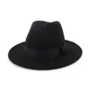 FS Vintage Classic Felt Wool Jazz Fedora Hats Wide Brim Cowboy Panama Cap för kvinnor män vit röd trilby bowler topp hat256u