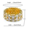 Hip Hop Iced Out Rings Micro Pave CZ Stone 9mm Tennis Band Ring Men Women Charm Jewelry Crystal Zircon Diamond Gold Silver Plated 253J