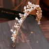 Vintage başlıklar altın taç gelin headdress inci rhinestone düğün prenses saç takı aksesuarları