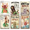 Tiki Bar Wall Decor Decor Metal Travel Tablie Letnie Święto Tiki Metal Art Nowoczesny talerz do Tiki Bar Beach Bar Seasides Walka dekoracyjna malarstwo żelaza Rozmiar 30x20 cm