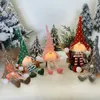 DHL New Christmas GHOME Ornament Decordaion z LED Light Dzianiny Długie nogi Forester Doll Choinki Wisiorek Dla osób starszych Brak twarzy