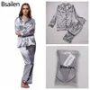 Женская одежда для сна BSAIN PAJAMAS 2 PITE Осенние женщины Женщины Sepwear Faux Silk Satin Pajama Set Long Seve Sepewear Pajamas костюм FA Homewear 021323H
