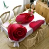 Kırmızı Rosetablecloth Avrupa Fonksiyonel Masa Örtüsü Piknik Partisi Için 3D Masa Örtüleri Dikdörtgen 9 Boyutları T200707