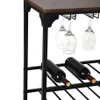 US Stock TOPMAX Rustic 40 Bottles Holders Kitchen Dining Room Metal Floor Free Standing Wine Rack Table with Glass Holders,5-Tier Bottle a36