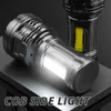 8LED SUPER BRIGHT FLASHLIGHT Kraftfull LED Torch Light Rechargeable Cob Side Light 4 Modes Outdoor Adventure 3 i 1 ficklampa