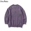 Reta Una New Print Streetwear Clothes Long Sleeve Pullover Men Pull Homme Loose Holes Couple Sweater 201022