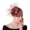 Fascinators Cappello Donna Fiore Maglia Nastri Piume Fedora Cappello Fascia O Una Clip Cocktail Tea Party Copricapo Per Ragazze Lm028 H jllSql