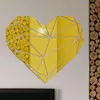 Coração acrílico espelho adesivos de parede 3d criativo puzzle geométrico coração decoração home sala de estar quarto arte parede acrílico decoração 201130