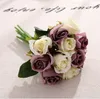 12 pz / lotto 25 cm fiori artificiali di seta rosa bouquet da sposa romantico fiori finti per la decorazione domestica di nozze forniture per feste al coperto AL8069