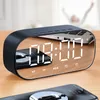 Bluetooth Speaker with FM Radio LED Mirror Alarm Clock Subwoofer Music Player Snooze Desktop Clock Wireless LJ201204