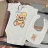 Newborn Baby Girl Boy Rompers 2pcs Outfit Clothes Set Infant Girls Cartoon Bear Print Short Sleeve Onesie Bodysuitbibs6202123