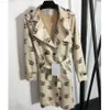 Dernière conception femmes en cuir Trench Coat robe Cc impression longue Jackers Pu Chen marque ceinture taille minceur femmes Designer vêtements Whole designer