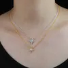 Gold Color Star Charm Women's Pendant Necklace 925 Sterling Silver Choker Necklaces Jewelry Simple Ladies Star Jewelry Gifts Q0531