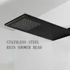 Black 16" Ultrathin Stainless steel 304 Stainless steel Waterfall & Rainfall Shower Head Square Wall Mounted Sprayer 201105