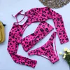3pc / set bikini a maniche lunghe costumi da bagno leopardati per le donne costumi da bagno imbottiti donne bagnanti costume da bagno femminile costumi da bagno 2019 estate T200708
