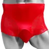 Sexy Men Boxers Underwear avec du pénis Pouchage dentelle Satin Satin Sissy Pouche de sissy lingerie Sissy Pag Pouch Souch sous-pants Y200415