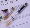 Nieuwe Wingsung 698 Fountain Pen Transparante zuigervleugel Sung Ink Pen Iridium 0,38/0,5 mm Gouden zilveren clip met cadeaubakje Office Pen T200115