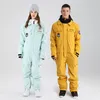 Hooded Windproof Women Ski Jumpsuit Outdoor Female Snow Passar Vattentät Kvinna Snowboard Overaller Outfits Kläder 220106