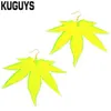 Acrylic Dangle Earring Neon Bright Maple Leaf Earrings New Fashion Jewelry292b의 여성을위한 드롭 드롭