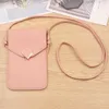 Nova moda rosa pu couro tocável bolsa de telefone bolsa de ombro bolso carteira capa feminina ombro2873