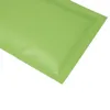 2021 Different Sizes 100pcs Heat Sealing Flat Zip Pouches Tear Notch Matte Green Aluminum Foil Zip Plastic Bag