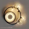 Bolle di vetro postmoderne Luci da soffitto Lamparas De Techo nere trasparenti. Plafoniera a LED. Lampada da soffitto per camera da letto Foyer