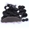 Bundles de cheveux humains indiens avec fermeture Body Wave 13x4 Lace Frontal et 2 Bundles 8A Remy Hair