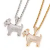 Solid Back Goat Pendant Necklace Gold Silver Plated Mens Hip Hop Iced Out Pendant With Rope Chain