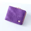 Kurze, modische, mehrfarbige Damen-Geldbörse aus Denim-Lederimitat, zweifach gefaltet, klein, frisch und personalisiert