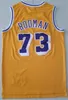 Men Vintage Basketball Wilt Chamberlain Jersey 13 Dennis Rodman 73 Jerry West 44 Artest Worthy Johnson 32 Stitched Yellow Purple