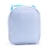 Aqua Seersucker Material Lunch Bag 25pcs Lot USA Warehouse Wholesale Cooler Bag with Handle Casserole Carrier DOMIL106344