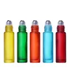 New10ml Packing Bottles Portable Frosted Colorful Thick Glass Roller Essential Oil Perfume Travel Refillable Rollerball Bottle DH6974