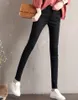 Colorfaith Frauen Jeans Reißverschluss verdicken warme Elastizität dünne hohe Taille Hosen Damen knöchellang weiß schwarz Denim J2880 201105