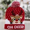 LED Boże Narodzenie Hat Pom Dzianiny Beanie Cap Elk Christmas Light Up Dzianiny Kapelusze Santa Claus Czapki Dzieci Xmas Nowy Rok Dekoracje BH4126 Tyj