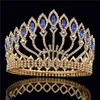 Moda Kristal Metal Büyük Taç Gelin Tiaras Pembe Düğün Taç Saç Takı Pageant Diadem Kraliçe Kral Taç W0104