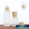 Vaso di vetro smerigliato Bottiglie di crema per lozione Vasi cosmetici rotondi Bottiglia per pompa per lozione per il viso con tappo a grana di legno SN816