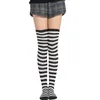 Nuove donne calzini da ragazza in cotone divertenti femminili antiscivolo sopra i calzini lunghi al ginocchio stampa a righe 27 colori dolce sexy carino Hip Hop Sox