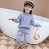 秋と冬の女の子のウールの服ズボン暖かいスーツの女の子の赤ちゃんのニットセータートップ+パンツ2ピースセット220117