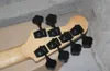 Custom 6 String Natural Quilted Maple Top Jazz Bass Electric Bass Guitar Ash Body, 9V Battery Box, Active Wires, Black Block Inlay