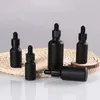 5ml 10ml 15ml 20ml 30ml 50ml 100ml Multiszie Glass Black Frosted Matte DropperボトルエッセンシャルオイルボトルブラックマットコスメティックSU3015817