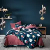 Shabby Floral Duvet Cover Fitted Plats Set 500TC 100% Egyptisk Bomull Lyx Twin Queen King Size Bedding Set Rynk resistent T200706