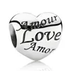 925 Sterling Silver Silver Heart Coeur rond Pendentif bricolage Exquis Perles Convient au bracelet Pandora Dames Mode Bijoux