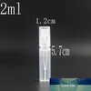 Atacado 6000pcs Mini recarregáveis ​​Perfume Amostra frasco 2ml de viagem Vazio spray atomizador Vial Cosmetic Packaging Container