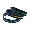 100PCS Line with Cancer Ribbon Silicone Bracelet Adult Size Ink Filled Logo Flexible And Strong