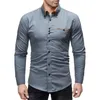 Chemises pour hommes 2020 printemps nouvelle marque de mode Fit couleur unie chemise homme manches longues chemise décontractée Camisa Masculina taille XXL