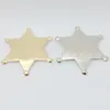 Pins, Brooches Wholesale Simple Design Blank Metal NO Logo Badge Creative Gifts Fashion Gold Or Rhodium Six Angles Hexagon Star Pin Brooch